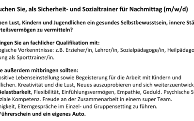 Sicherheits- und Sozialtrainer für Nachmittag